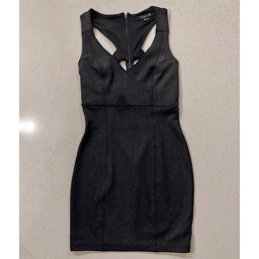 Express Black Glitter Halter Dress sz S